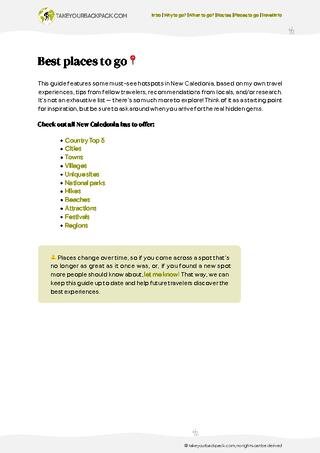 example page 3 from our offline Travel Guide for New Caledonia